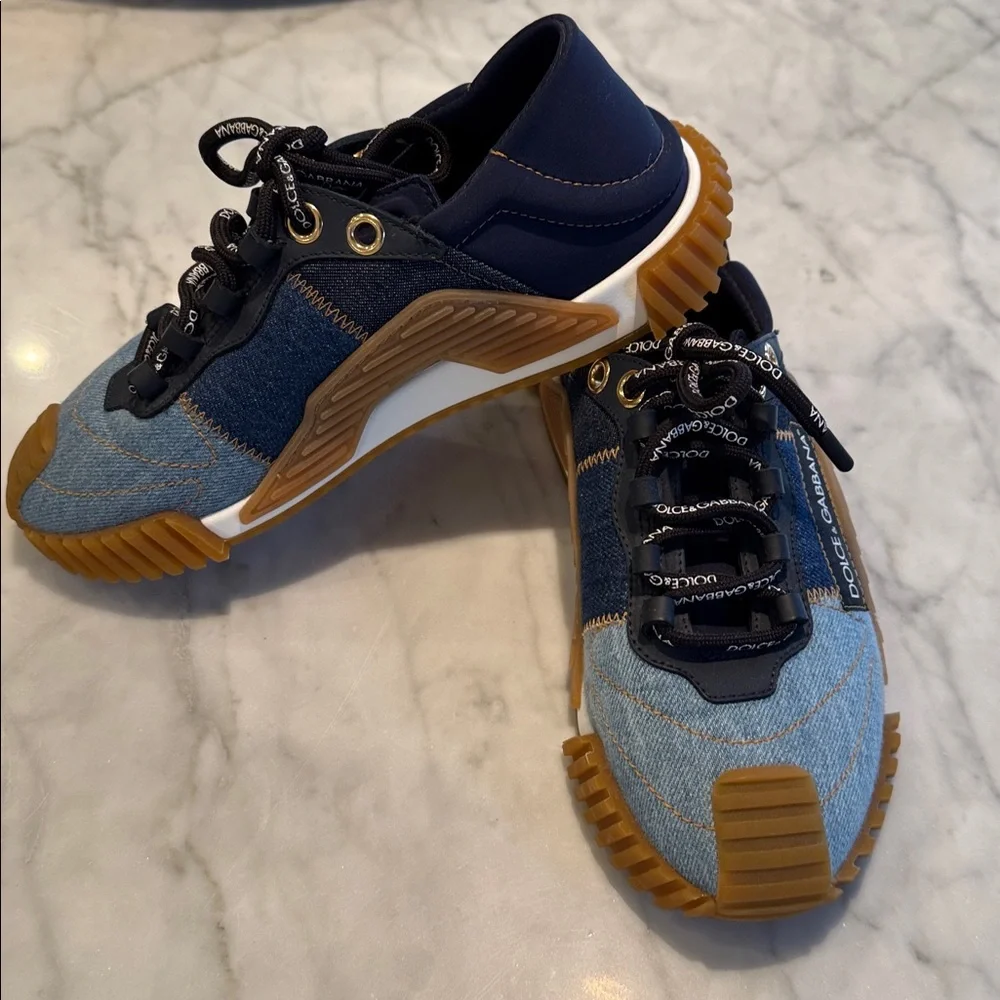 Dolce & Gabbana Denim and Tan Sneakers - Picture 4 of 5